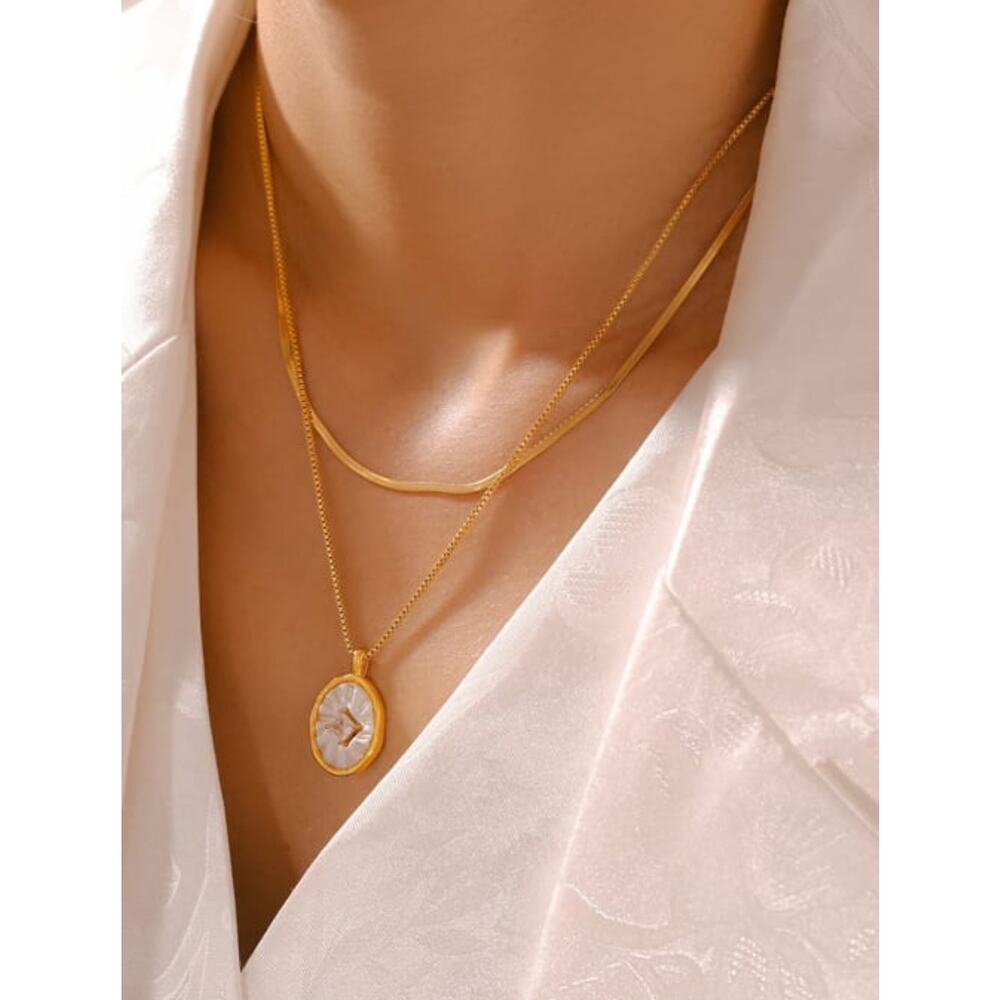 Titanium Steel Shell Geometric Vintage Necklace set - Picture 2 of 7